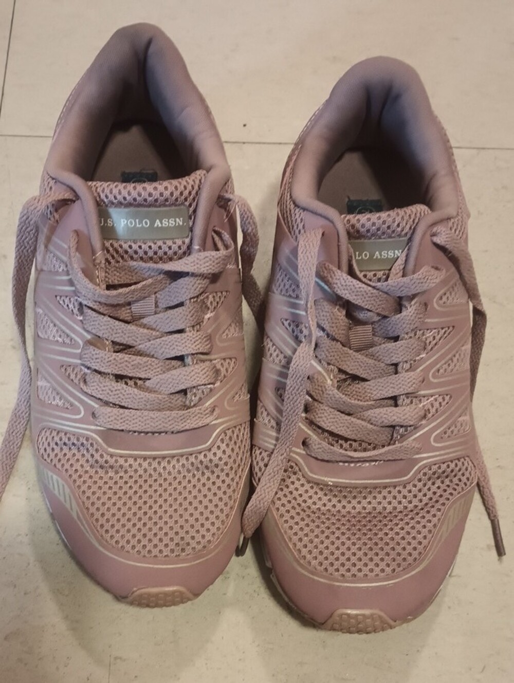 U.S. Polo Assn. Women's Dusty Pink Mesh Lace-Up Sneakers Size 7 Gym Workout Run